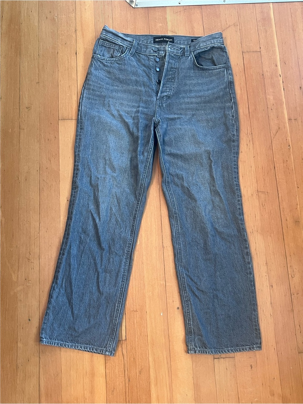 Denim Forum High-Rise Straight-Leg Jeans - Grey